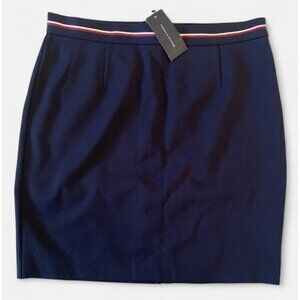 Tommy Hilfiger Logo Tape Fitted Skirt Above Knee Sz 12 Navy NEW